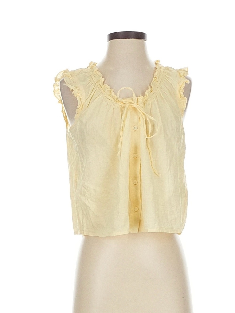 J. Crew Pale Yellow Ruffled Tie-Neck Camisole